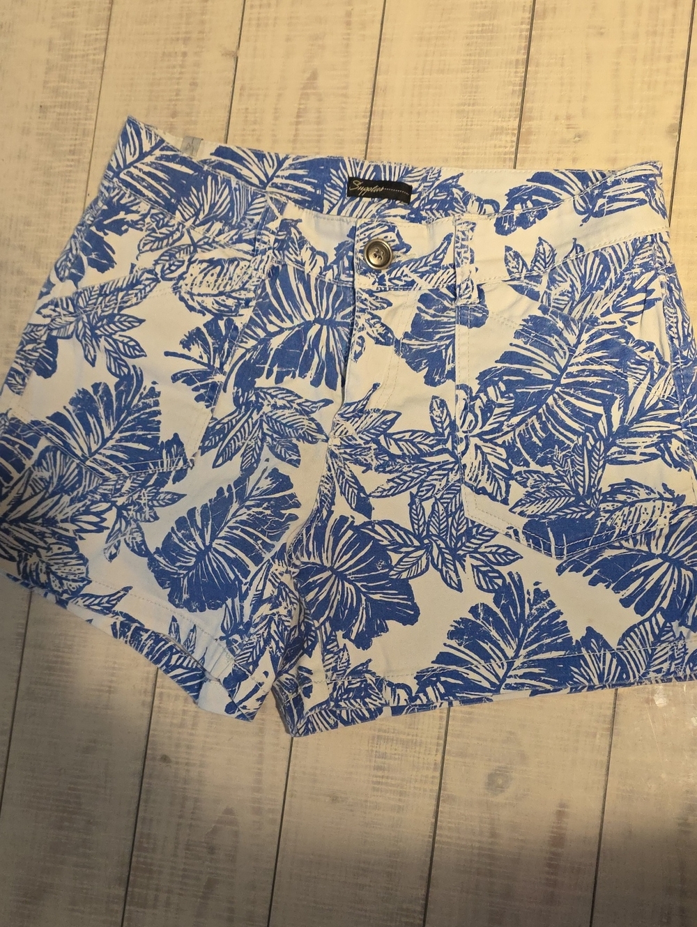 Supplies By Unionbay Women’s Alix Blue Palm Stretch Shorts Size 6/28